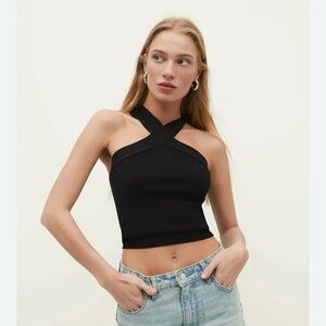 Forever 21 Black Cross-Neck Tank Top